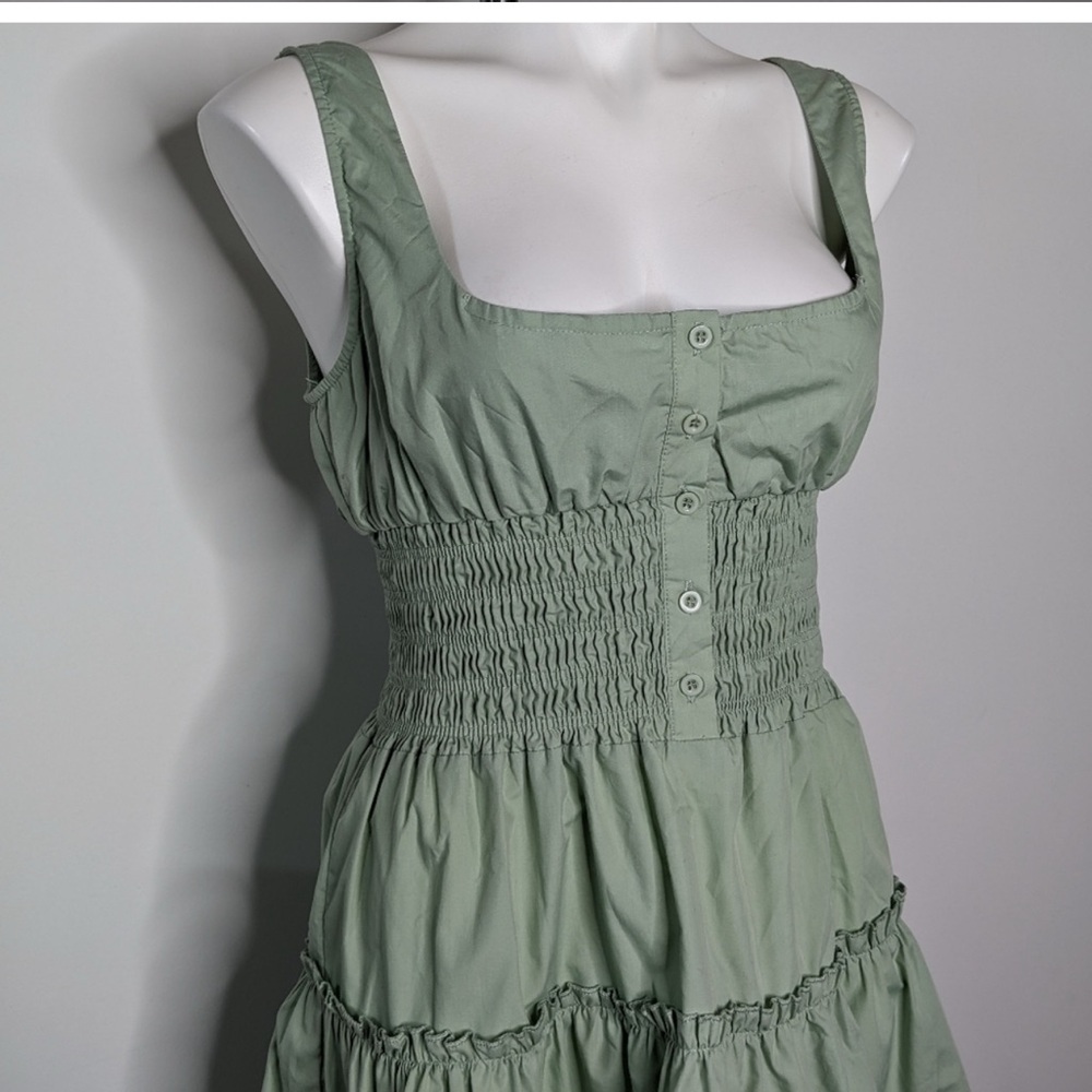 Emory Park Green Tiered Ruffled Mini Dress - Small - Picture 3 of 9